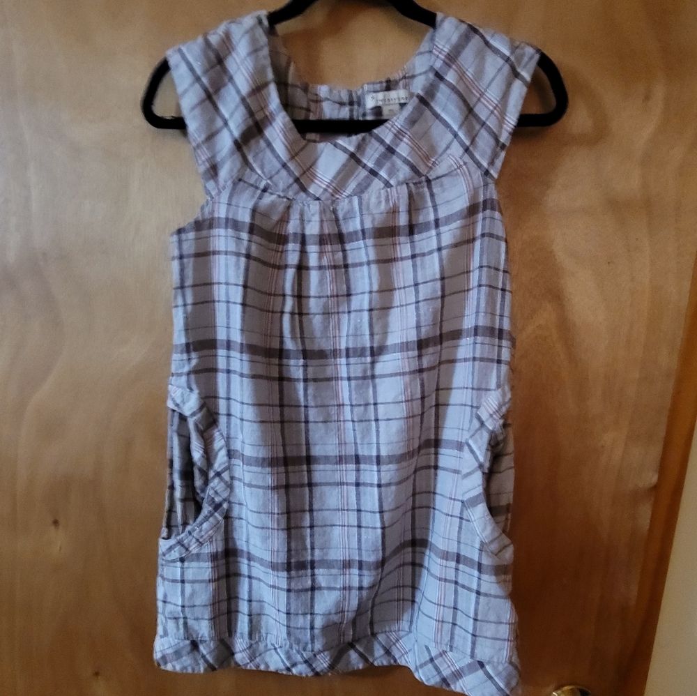 Plaid sleeveless tunic with pockets